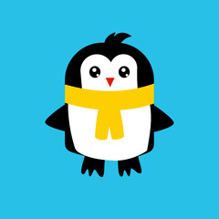 Cute penguin on blue background