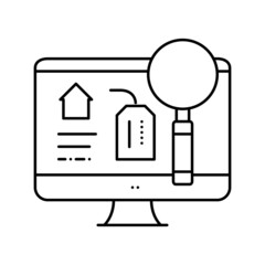 search rental properties line icon vector illustration