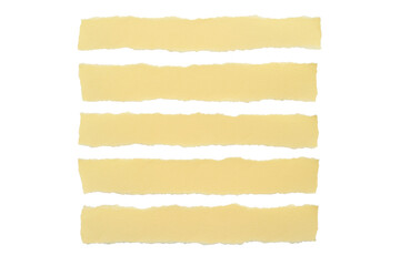 Collection of beige paper stripes isolated on white background