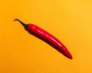 Red chili pepper on a yellow background