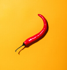 Red chili pepper on a yellow background