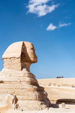 Statue of ancient Sphinx in desert