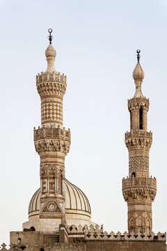 Ancient Al Azhar mosque with minarets