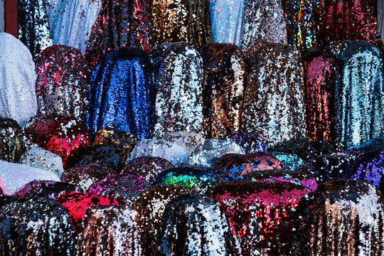 Textile with sequins on market