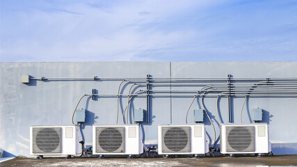air condition outdoor unit compressor install outside the building.