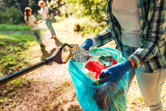 Volunteers cleaning up the city park