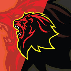 Lion Head Roaring Logo Vector Esports Sports Mascot Design Icon