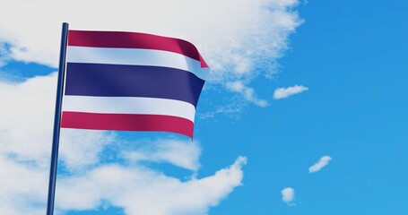 3D illustration of Thailand Flag are waving in the sky