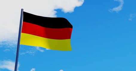 3D illustration of Germany Flag are waving in the sky