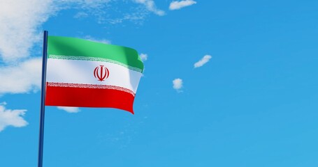 3D illustration of Iran Flag are waving in the sky
