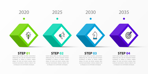 Infographic template with icons and 4 options or steps. Cube