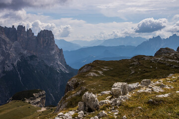 Mountain trail Tre Cime di Lavaredo in Dolomites in Italy