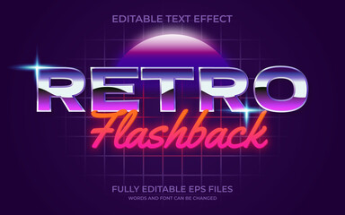 80s retro flashback editable text effect  - obrazy, fototapety, plakaty
