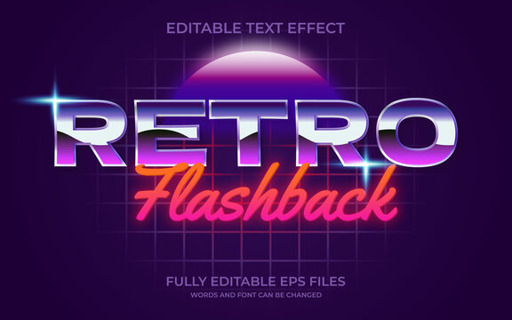 80s retro flashback editable text effect 