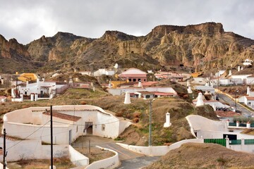 Vista del barrio de las cuevas de Guadix, Granada, España