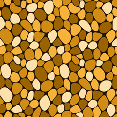 cobblestone paving seamless pattern vector illustration. Pebble repeated background. brown stone rubble template wallpaper for interior designs, landscaping, web game and wall fill textures