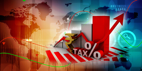 3d rendering Stock market online business concept. business Graph with indian rupee sign
