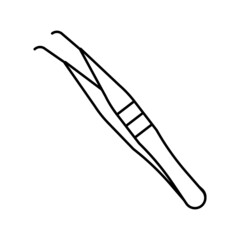 tweezers medical tool line icon vector illustration