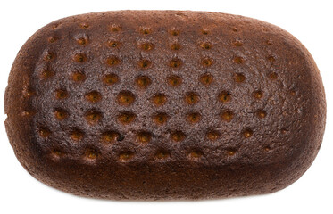 A loaf of dark bread isolated on a white background