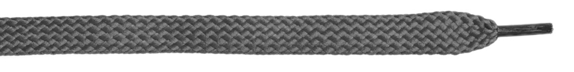 Dark fabric shoelaces isolated on white background. close-up