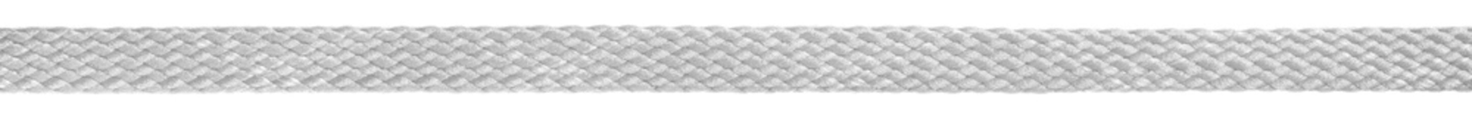 White fabric shoelaces isolated on white background. close-up