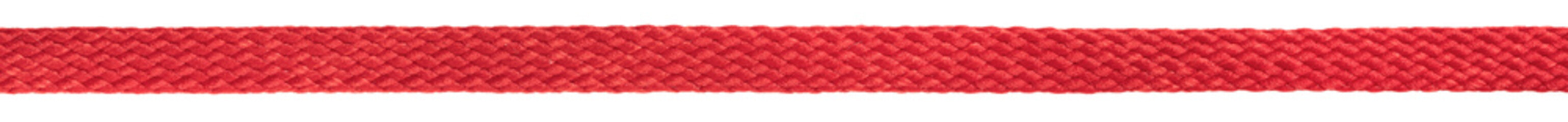 Red fabric shoelaces isolated on white background. close-up
