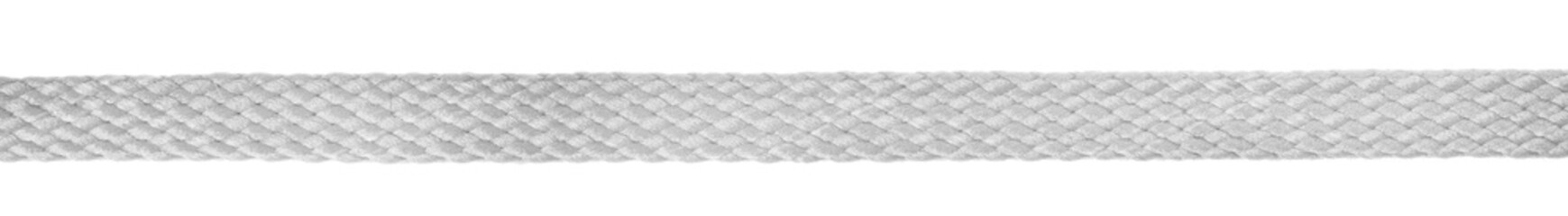 White fabric shoelaces isolated on white background. close-up