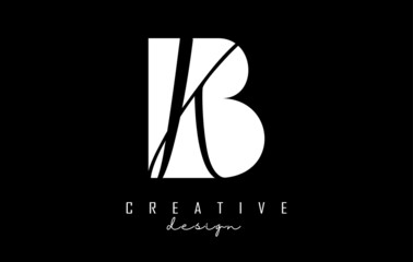 Black and white BK Letters logo with negative space. Letters B and K with geometric and handwritten typography.