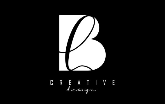 Black and white BL Letters logo with negative space. Letters B and L with geometric and handwritten typography.