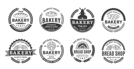 Vector bakery and bread labels, icons and design elements - obrazy, fototapety, plakaty