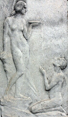 Fototapeta na wymiar Vienna. Austria. Sculpture of a man talking to an angel in the square of the Austrian capital.