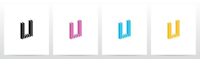 Rectangle Vertical Layer Letter Logo Design U © recehan