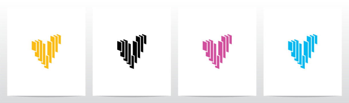 Rectangle Vertical Layer Letter Logo Design V