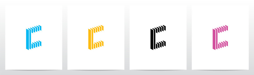 Rectangle Vertical Layer Letter Logo Design C