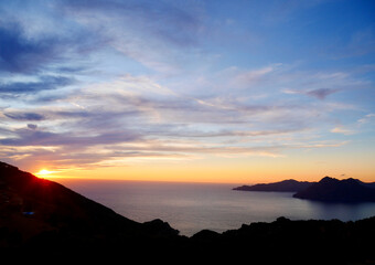 Calanche de Piana, UNESCO world heritage, at sunset. Corsica, France.