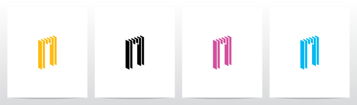 Rectangle Vertical Layer Letter Logo Design N