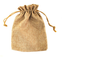 A jute bag full of money isolated on a white background.nature conservation.
