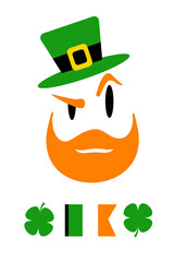 St. Patrick's Day. a leprechaun in a green hat. the Irish symbol. vector logo. vector illustration