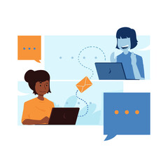Illustration graphic of Discussion With Clients. Perfect for banner, social media, etc.