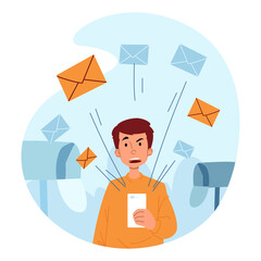 Illustration graphic of Spamming Email Receive. Perfect for banner, social media, etc.