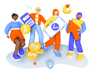 Increase online income - modern colorful 3D illustration