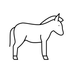 donkey domestic animal line icon vector illustration