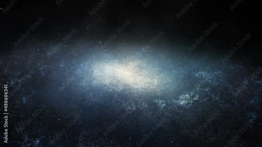Wall mural seamlessly loopable animation of the flight towards the large spiral galaxy
