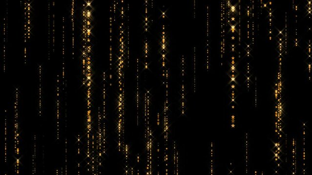 golden star strings shiny and glowing,luxury star fall animation on dark background