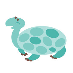 Vector illustration of cartoon blue turtle. Animal. Turtle. Isolated