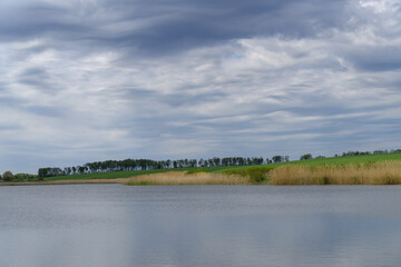 Scenic view of pond against sky