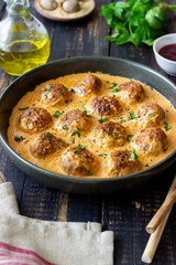 Swedish meatballs in cream sauce. Swedish cuisine. Recipe.