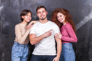 Studio portrait, group of young models