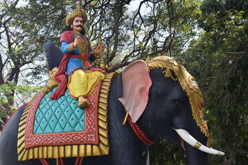 statue of Karikala Cholan riding on elephant who built kallanai dam Grand Anicut 