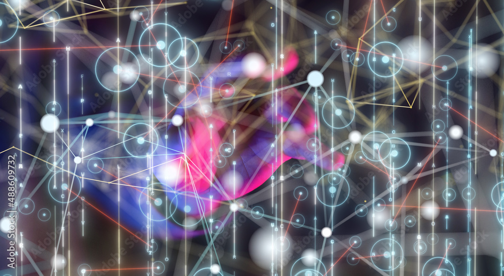 Canvas Prints neural network 3d illustration. big data and cybersecurity